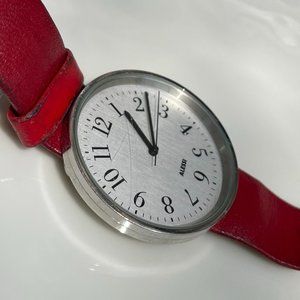 Alessi AL6004-R Stylish Record Watch 'Red Leather'